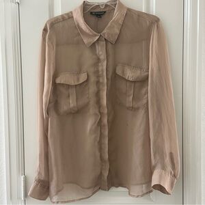 Inc International Concepts Sheer Long Sleeve Blouse XL New Neutral